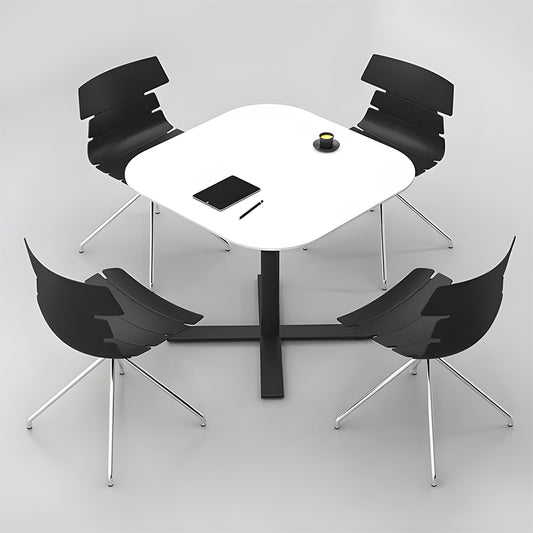 スチール脚 頑丈 十の字構造 安定性 R加工 ぶつかり防止 舟底エッジ 応接セット テーブル チェア 洗練 シンプル モダン ホワイト JDZH-C003