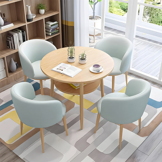 丸型天板 棚付き メラミン化粧板 アイアン脚 頑丈 高反発ウレタン 柔らか 応接セット テーブル チェア シンプル ミニマル 木目調 カスタマイズ可能 JDZH-C005