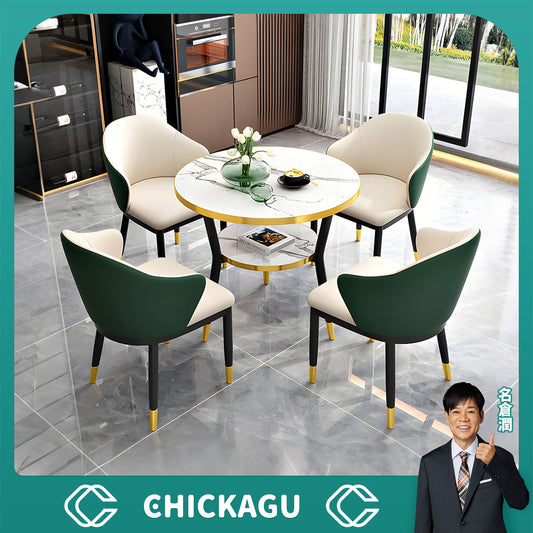 高反発ウレタン　フィット感　丸型天板　ぶつかり防止　メラミン化粧板　棚付き　炭素鋼脚　応接セット　テーブル　チェア　高級感　上質　モダン　カスタマイズ可能　JDZH-C007