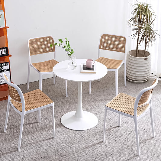 ラタン編み スタッキング R仕上げ ポリプロピレン 頑丈 丸型 金属ベース 応接セット テーブル チェア シンプル 洗練 カジュアル ホワイト カスタマイズ可能 JDZH-C018