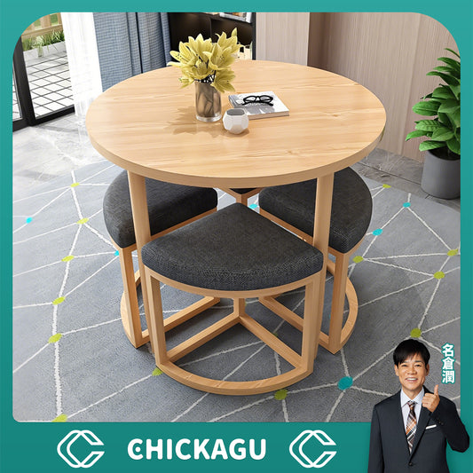 エコ板材　省スペース　高反発ウレタン　丸型天板　スチールフレーム　安定性　木目模様　応接セット　テーブル　チェア　シンプル　すっきり　落ち着き　カスタマイズ可能　JDZH-C020