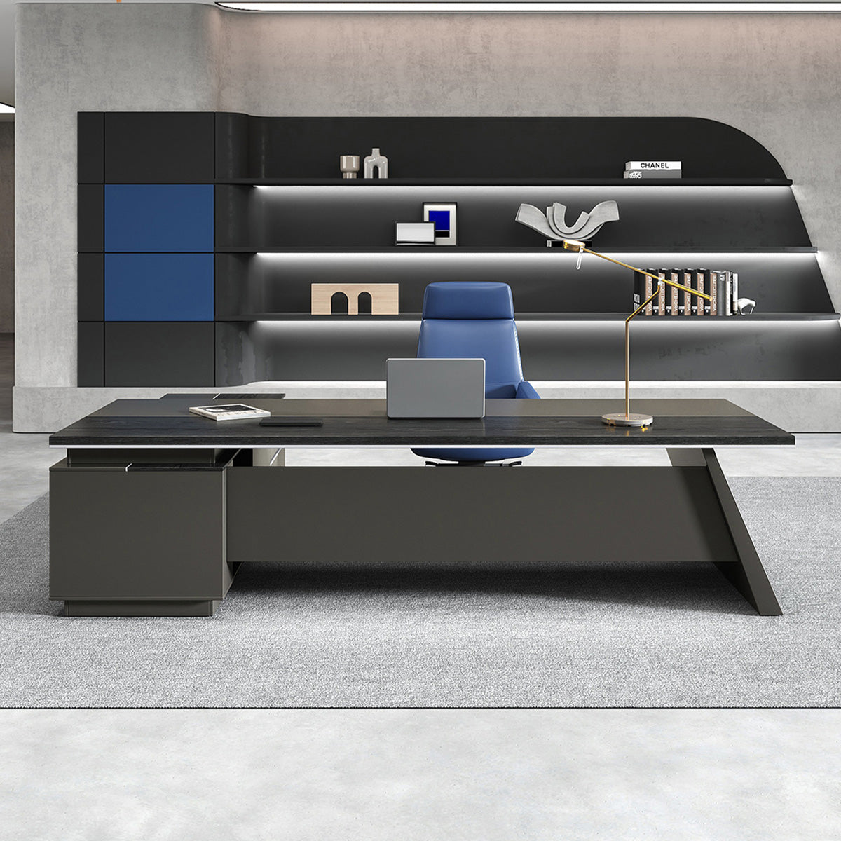 デスク　社長机　ファッション　効率　L字型　プライバシー　幕板付き　静音スライドレール　広々　LBZ-2189