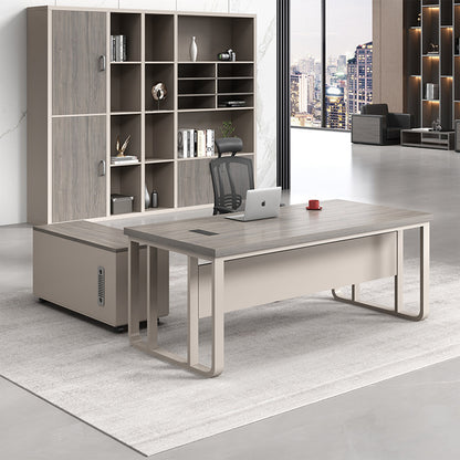 デスク　オフィスデスク　エグゼクティブデスク　事務机　作業机　ワークデスク　サイドキャビネット付き　PC用通気口付き　幕板付き　ワイヤリングBOX付き  LBZ-418