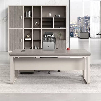 デスク　オフィスデスク　エグゼクティブデスク　事務机　作業机　ワークデスク　サイドキャビネット付き　PC用通気口付き　幕板付き　ワイヤリングBOX付き  LBZ-418