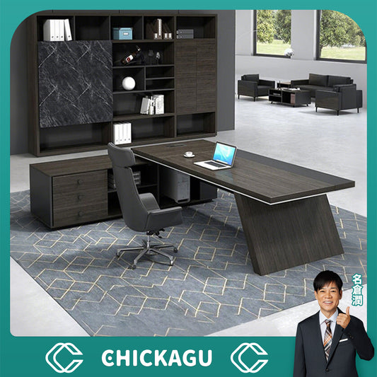 オフィスデスク　エグゼクティブデスク　社長室　役員デスク　サイドキャビネット　マーブル模様　大容量収納　ウォールナット　カスタマイズ可能　LBZ-C008　CHICKAGU