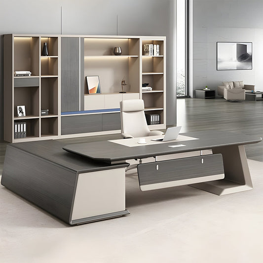 分厚い天板 R仕上げ 大容量 キャビネット 幅広 幕板 デスク エグゼクティブ 執務デスク 木目調 重厚感 落ち着き LBZ-C110 chickagu