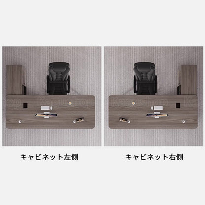 社長デスク　エグゼクティブデスク　オフィスデスク　エコ素材　Ｒ加工　配線孔付き　幕板付き　通気孔付き サイドキャビネット　オープン収納　LBZ-S012