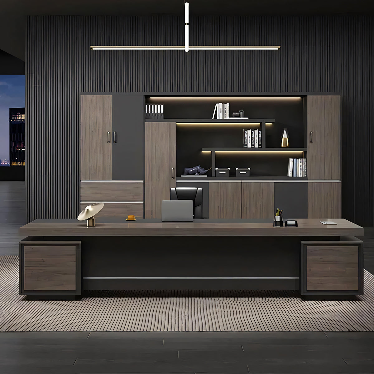 ダイヤル錠　引き出し付き　ホットメルトエッジ　エグゼクティブデスク　社長机　法人　社長室　役員用デスク　オフィスデスク　ウォールナット　カスタマイズ可能　 LBZ-T008