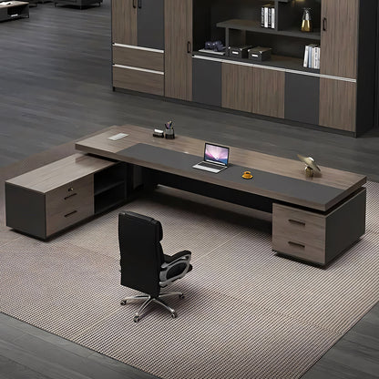 ダイヤル錠　引き出し付き　ホットメルトエッジ　エグゼクティブデスク　社長机　法人　社長室　役員用デスク　オフィスデスク　ウォールナット　カスタマイズ可能　 LBZ-T008