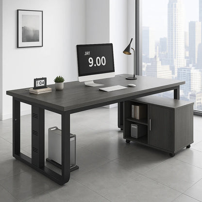 スチール脚　焼付塗装　頑丈　幕板付き　エグゼクティブデスク　社長机　社長用　広々　厚板　ブラック　ホワイト　ウォールナット　カスタマイズ可能　LBZ-T045　