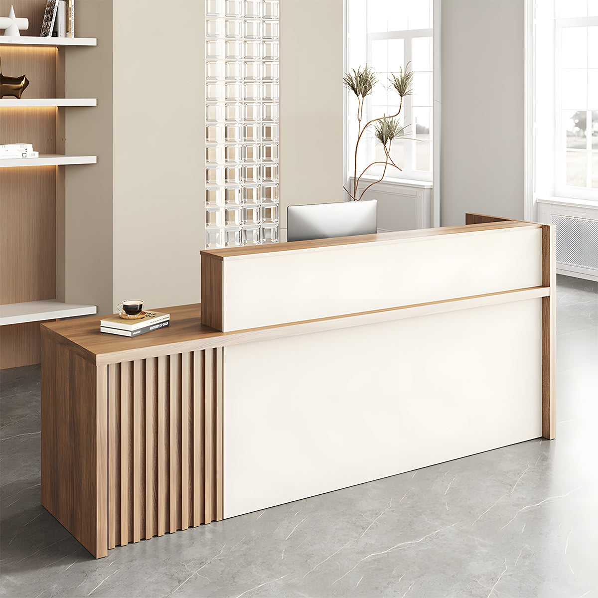 受付　カウンター　店舗用受付カウンター　オフィス受付　カウンター　レジカウンター　エコ素材　高級感　ホワイト　MBS-JDT-3001