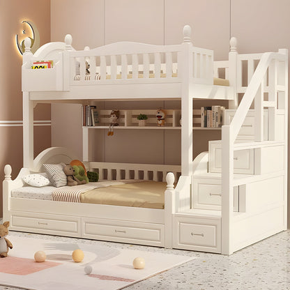 ベッド　２段　２段ベッド　子供用　ベッドガード　安全設計　天然木　すのこ　はしご　取っ手　太い角柱　引き出し　収納ラック　丈夫　耐久性　シック　SCC-C023　chickagu