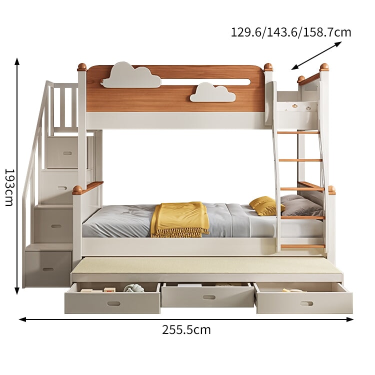 天然木すのこ　高いベッドガード　取っ手付きはしご　引き出し　シェルフ　スライドベッド　階段　ベッド　二段ベッド　機能的　使い勝手　おしゃれ　SCC-C075
