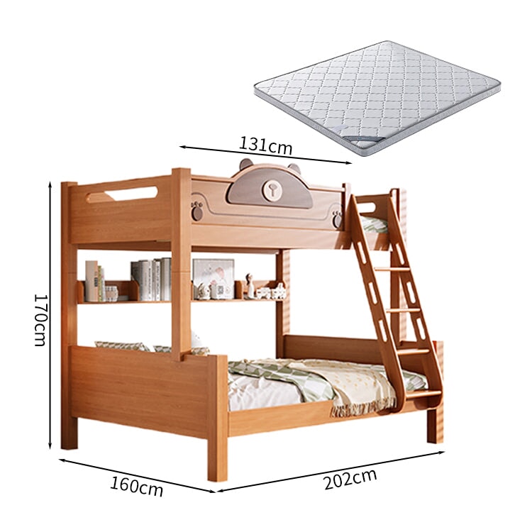 分割可能　高いベッドガード　太い角柱　安定性　はしご　取っ手付き　引き出し　シェルフ　天然木すのこ　通気性　二段ベッド　ベッド　穏やか　木目調　落ち着き　SCC-C077