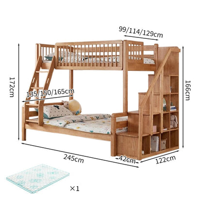 頑丈　耐久性　通気性　天然木　太い角柱　角材　すのこ　ベッドガード　取っ手付きはしご　階段　収納棚　二段ベッド　ベッド　木目調　ナチュラル　実用　SCC-C079