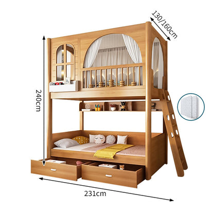 太い角柱　耐荷重　ベッドガード　デザイン性　シェルフ　はしご　取っ手付き　階段　引き出し　ベッド　二段ベッド　スライドベッド　機能的　木目調　落ち着き　SCC-C082