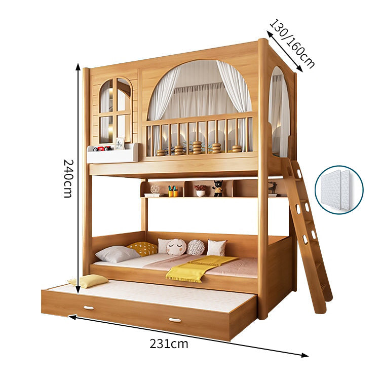 太い角柱　耐荷重　ベッドガード　デザイン性　シェルフ　はしご　取っ手付き　階段　引き出し　ベッド　二段ベッド　スライドベッド　機能的　木目調　落ち着き　SCC-C082