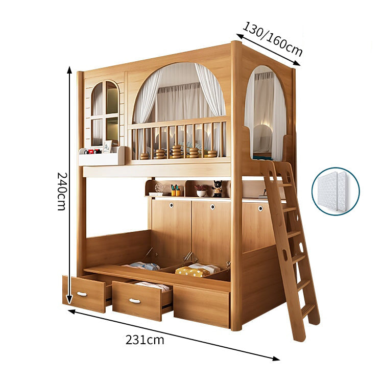 太い角柱　耐荷重　ベッドガード　デザイン性　シェルフ　はしご　取っ手付き　階段　引き出し　ベッド　二段ベッド　スライドベッド　機能的　木目調　落ち着き　SCC-C082