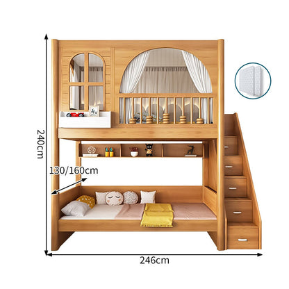 太い角柱　耐荷重　ベッドガード　デザイン性　シェルフ　はしご　取っ手付き　階段　引き出し　ベッド　二段ベッド　スライドベッド　機能的　木目調　落ち着き　SCC-C082