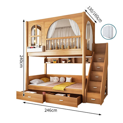 太い角柱　耐荷重　ベッドガード　デザイン性　シェルフ　はしご　取っ手付き　階段　引き出し　ベッド　二段ベッド　スライドベッド　機能的　木目調　落ち着き　SCC-C082