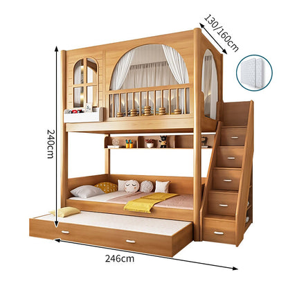 太い角柱　耐荷重　ベッドガード　デザイン性　シェルフ　はしご　取っ手付き　階段　引き出し　ベッド　二段ベッド　スライドベッド　機能的　木目調　落ち着き　SCC-C082