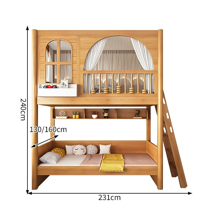 太い角柱　耐荷重　ベッドガード　デザイン性　シェルフ　はしご　取っ手付き　階段　引き出し　ベッド　二段ベッド　スライドベッド　機能的　木目調　落ち着き　SCC-C082