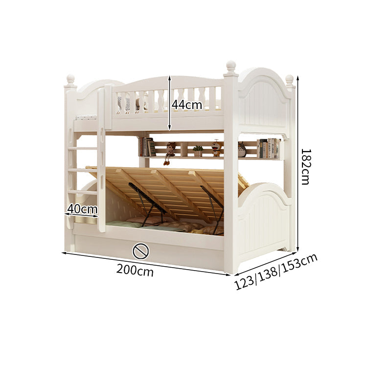 ベッド　子供用ベッド　二段ベッド　落下防止柵付き　角丸　本棚付き　階段付き　マットレス付き　引出し付き　おしゃれ　SCC-K046