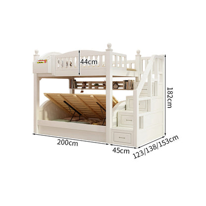 ベッド　子供用ベッド　二段ベッド　落下防止柵付き　角丸　本棚付き　階段付き　マットレス付き　引出し付き　おしゃれ　SCC-K046