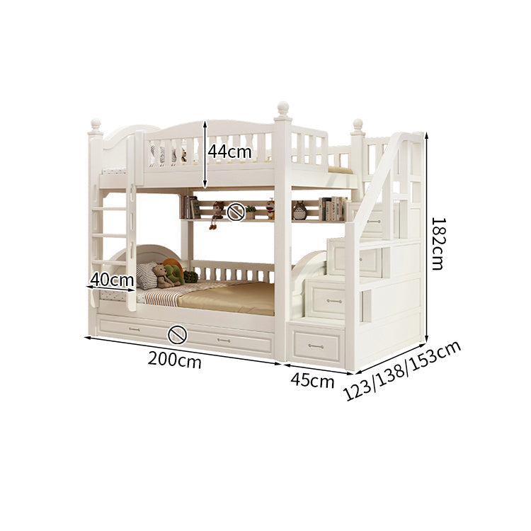 ベッド　子供用ベッド　二段ベッド　落下防止柵付き　角丸　本棚付き　階段付き　マットレス付き　引出し付き　おしゃれ　SCC-K046