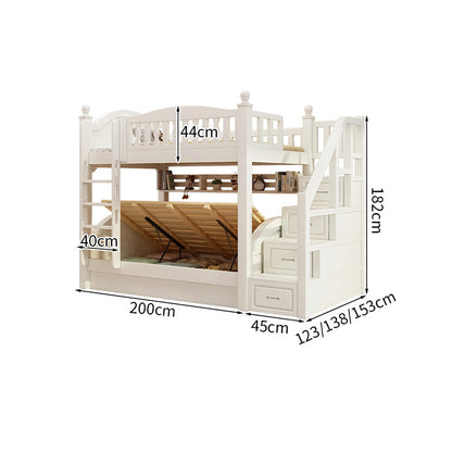 ベッド　子供用ベッド　二段ベッド　落下防止柵付き　角丸　本棚付き　階段付き　マットレス付き　引出し付き　おしゃれ　SCC-K046