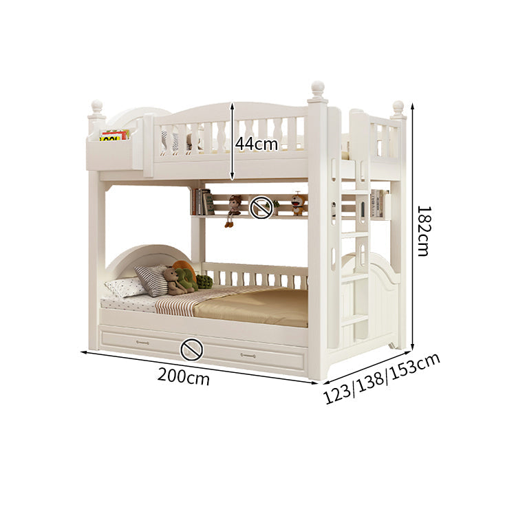 ベッド　子供用ベッド　二段ベッド　落下防止柵付き　角丸　本棚付き　階段付き　マットレス付き　引出し付き　おしゃれ　SCC-K046