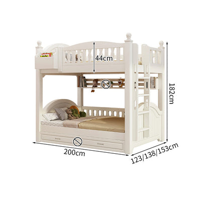ベッド　子供用ベッド　二段ベッド　落下防止柵付き　角丸　本棚付き　階段付き　マットレス付き　引出し付き　おしゃれ　SCC-K046