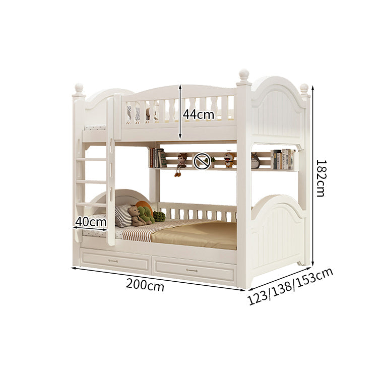 ベッド　子供用ベッド　二段ベッド　落下防止柵付き　角丸　本棚付き　階段付き　マットレス付き　引出し付き　おしゃれ　SCC-K046