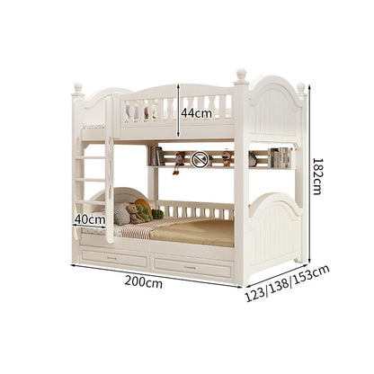 ベッド　子供用ベッド　二段ベッド　落下防止柵付き　角丸　本棚付き　階段付き　マットレス付き　引出し付き　おしゃれ　SCC-K046