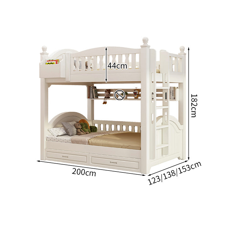 ベッド　子供用ベッド　二段ベッド　落下防止柵付き　角丸　本棚付き　階段付き　マットレス付き　引出し付き　おしゃれ　SCC-K046