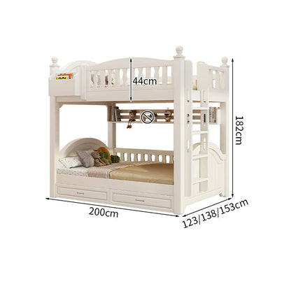ベッド　子供用ベッド　二段ベッド　落下防止柵付き　角丸　本棚付き　階段付き　マットレス付き　引出し付き　おしゃれ　SCC-K046