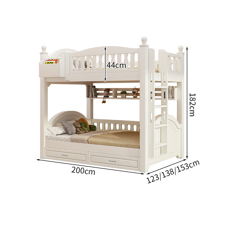 ベッド　子供用ベッド　二段ベッド　落下防止柵付き　角丸　本棚付き　階段付き　マットレス付き　引出し付き　おしゃれ　SCC-K046
