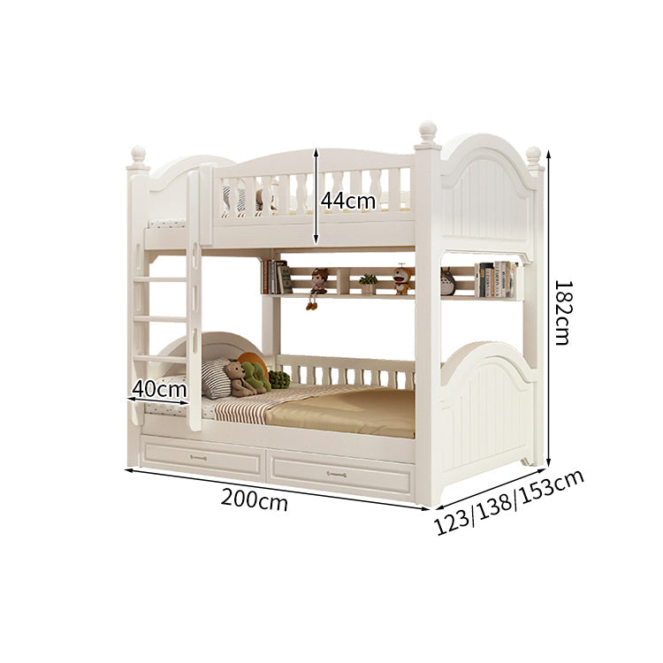 ベッド　子供用ベッド　二段ベッド　落下防止柵付き　角丸　本棚付き　階段付き　マットレス付き　引出し付き　おしゃれ　SCC-K046