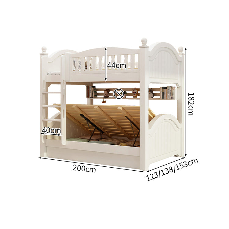 ベッド　子供用ベッド　二段ベッド　落下防止柵付き　角丸　本棚付き　階段付き　マットレス付き　引出し付き　おしゃれ　SCC-K046