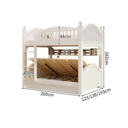 ベッド　子供用ベッド　二段ベッド　落下防止柵付き　角丸　本棚付き　階段付き　マットレス付き　引出し付き　おしゃれ　SCC-K046