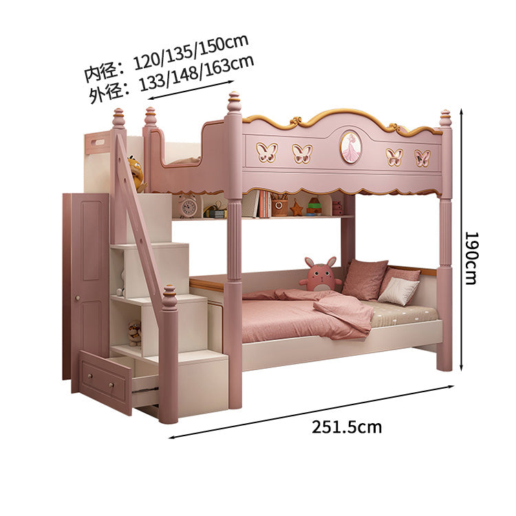 キッズ二段ベッド　二段ベッド　シンプルな二段ベッド　木製二段ベッド　かわいい　滑り台　オシャレ　お姫様　メルヘン風　無毒無臭　収納棚　引き出し　二段ベッド　天然木　カスタマイズ可能　SCC-S024