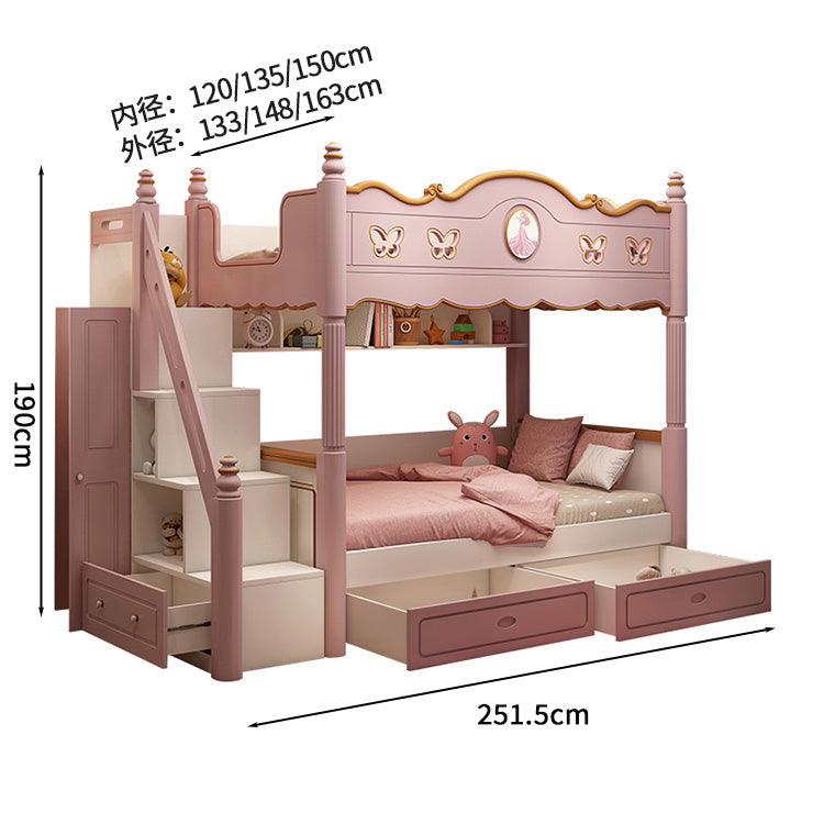 キッズ二段ベッド　二段ベッド　シンプルな二段ベッド　木製二段ベッド　かわいい　滑り台　オシャレ　お姫様　メルヘン風　無毒無臭　収納棚　引き出し　二段ベッド　天然木　カスタマイズ可能　SCC-S024