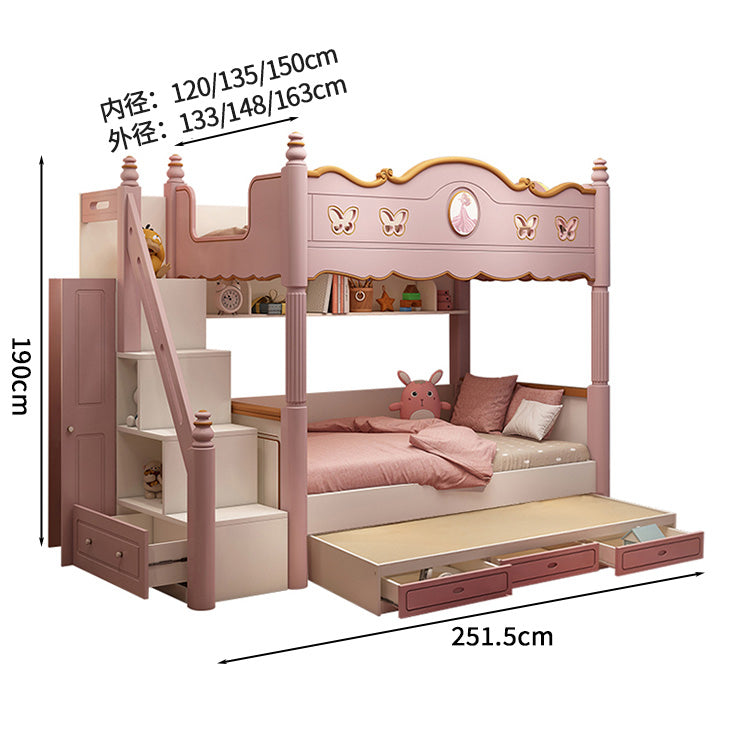 キッズ二段ベッド　二段ベッド　シンプルな二段ベッド　木製二段ベッド　かわいい　滑り台　オシャレ　お姫様　メルヘン風　無毒無臭　収納棚　引き出し　二段ベッド　天然木　カスタマイズ可能　SCC-S024