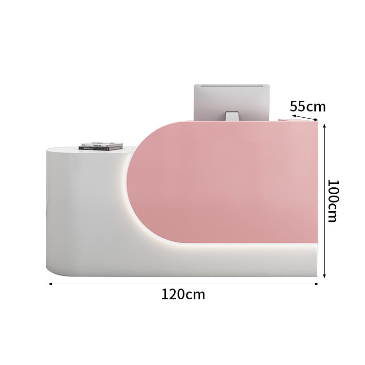 受付カウンター　レジカウンター　エントランス受付　シリンダー錠付き　サイドキャビネット付き　オープン収納　R加工　シンプル　ベージュ　カスタマイズ可能　JDT-C086