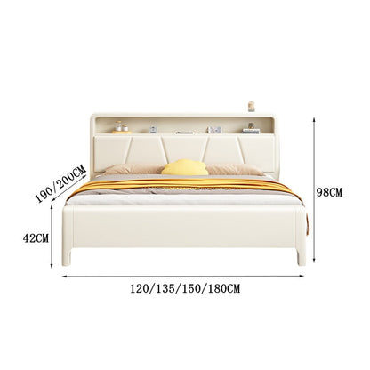 ベッド　キング　サイズ　二人用　ヘッドボード　収納棚　引き出し　ベッド下収納　ＵＳＢポート　ナイトライト　天然木　革　高さ調整　角丸加工　実用的　上質　快適　CHICKAGU