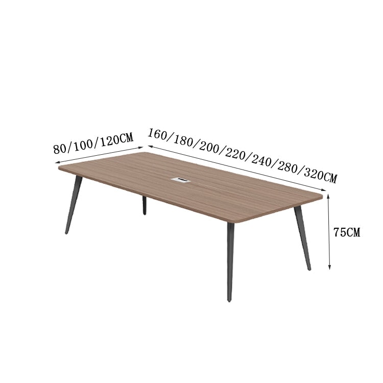 会議テーブル　ミーティングテーブル　大型会議テーブル　商談テーブル 　会議室 角丸加工　エコ板材 　配線穴付き　斜め脚　中間ボックス　木目調　 カスタマイズ可能　HYZ-C014