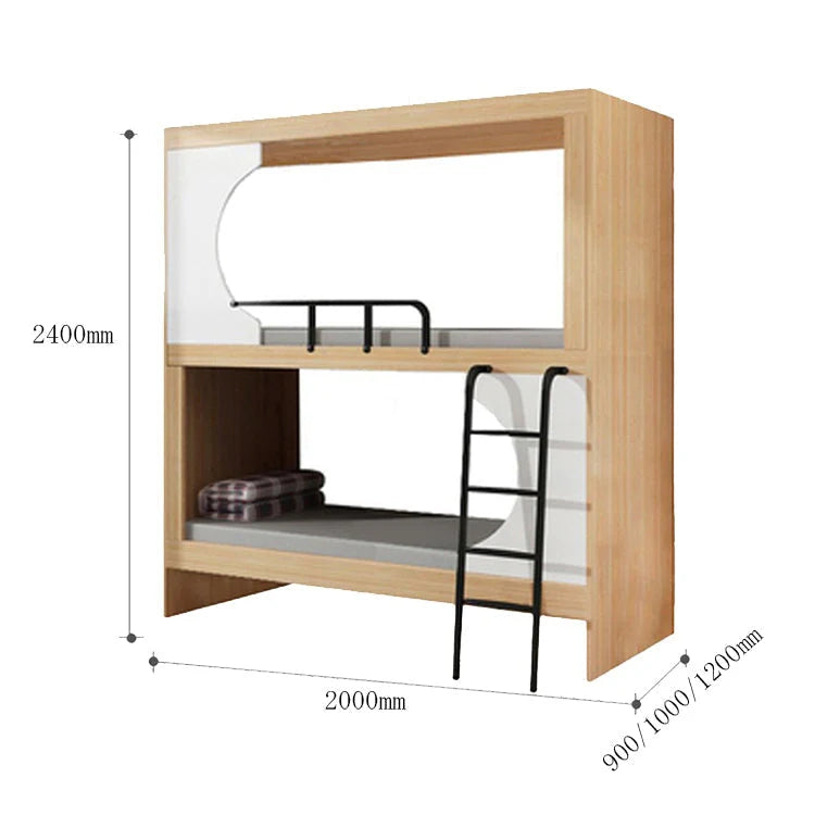 モダン　オシャレ　二段ベッド　ベニヤ合板　ベッド　大容量　収納棚　カーテン　コットンリネン　スチール　カスタマイズ可能　SCC-T041