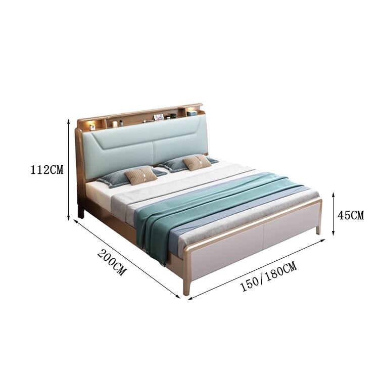 ベッド　二人用　キング　サイズ　ヘッドボード　柔らか　クッション付き　引き出し　すのこ　天然木　収納　BED-C039　chickagu