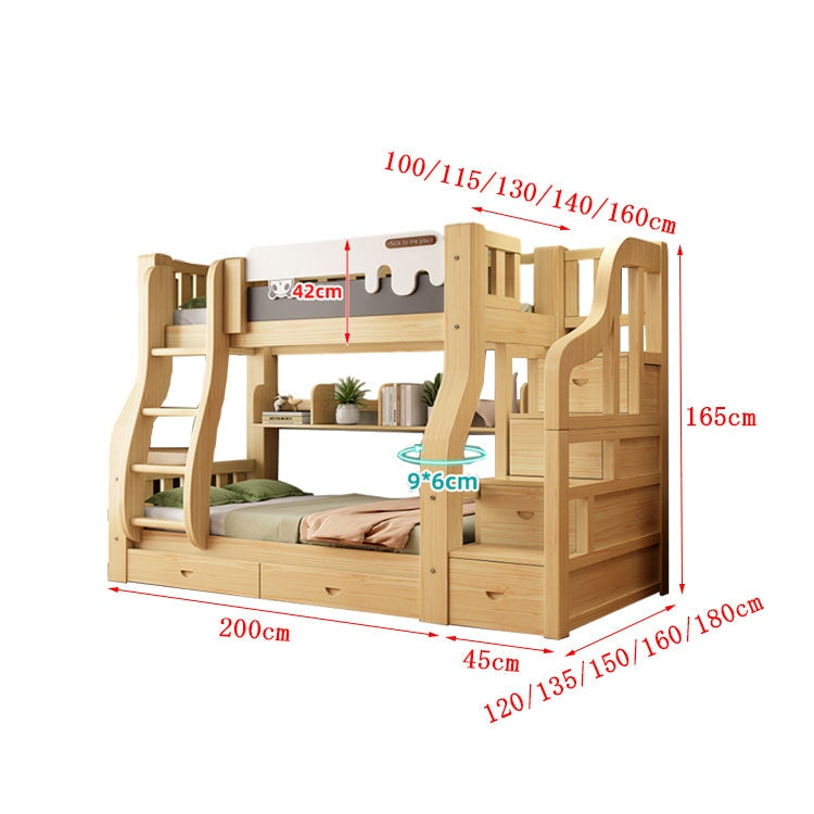 二段ベッド　ベッド　引き出し　階段　はしご　収納　天然木　すのこ　安定性　丈夫　子供用　カスタマイズ可能　CHICKAGU