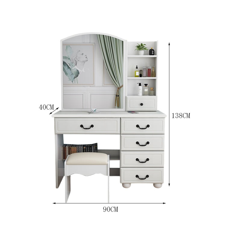 ドレッサー　鏡台　化粧台　鏡　ミラー　ＬＥＤライト　明るさ調整　三段階　収納　棚　引き出し　エコ板材　スツール　ウレタン　ＰＵレザー　オシャレ　上質　使い勝手　CHICKAGU